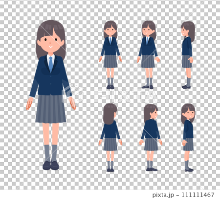 站立式海軍藍色西裝外套女學生套裝 111111467