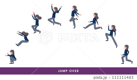 大きく飛び越える紺ブレザー女子学生のセット 111111483