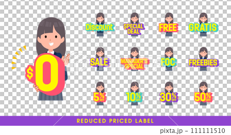 A set of navy blue blazer female students with great deals. English. Vector art that is easy to edit. 111111510
