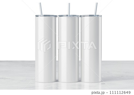 Skinny 20 oz tumbler for sublimation. 3d rendering 111112649