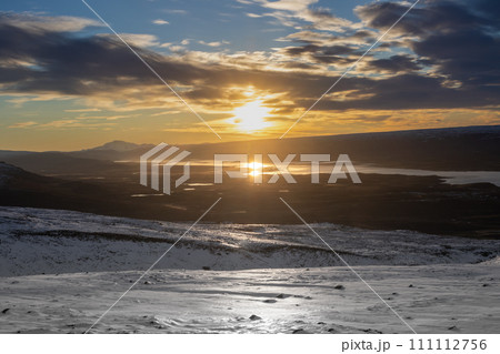 Country with a river during sunset, Iceland Country with a river during sunset, Iceland 111112756
