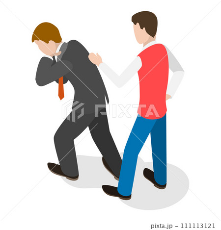 3D Isometric Flat Vector Illustration of First Aid Procedure For Choking. Item 2 111113121