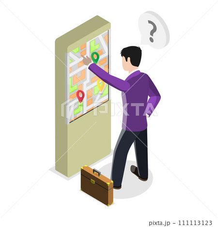 3D Isometric Flat Vector Illustration of Information Kiosk. Item 2 111113123