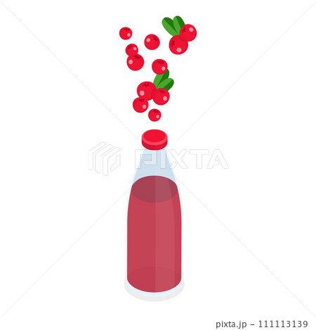3D Isometric Flat Vector Set of Bottles With Berry Beverage. Item 4 3D Isometric Flat Vector Set of Bottles With Berry Beverage. Item 4 111113139