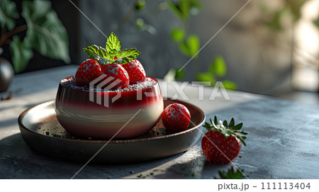 Gourmet Dessert with Chocolate and Fresh Strawberry 111113404