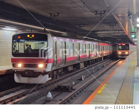 東京駅で発車を待つE231系と209系 111113445