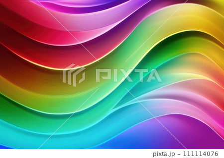 Rainbow Wavy Satin Background, high details, generative ai 111114076