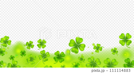Wallpaper with lucky clover leaves in realistic style.  Beautiful artwork with gradient mesh. 111114883