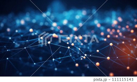 Abstract technology background with spheres and connecting lines. Interconnected Nodes in Cyberspace, A Digital Network Visualization. Big data. Concept of Connection And Web. Dark blue colors. Abstract technology background with spheres and connecting lines. Interconnected Nodes in Cyberspace, A Digital Network Visualization. Big data. Concept of Connection And Web. Dark blue colors. 111115143