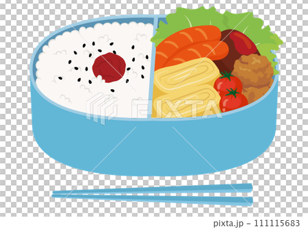 手作り弁当_日の丸弁当_ブルーの弁当箱 111115683