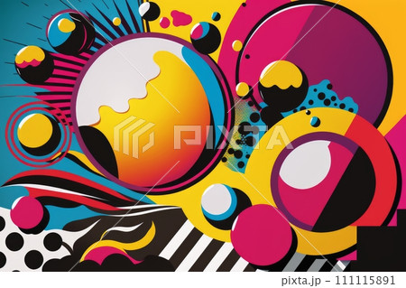 Abstract Colorful Pop Art Background with Geometric Shapes and Patterns, Generative AI 111115891