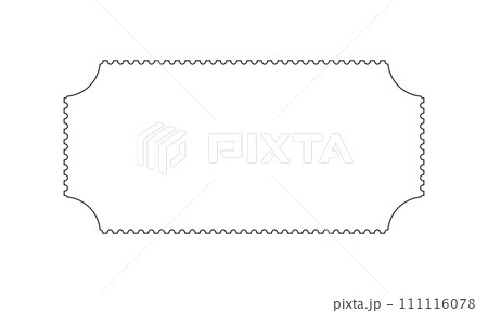 Outline raffle or coupon icon. Ticket for boarding on plane, concert, cinema, museum, festival, theater, circus, exhibition isolated on white background. Vector outline illustration Outline raffle or coupon icon. Ticket for boarding on plane, concert, cinema, museum, festival, theater, circus, exhibition isolated on white background. Vector outline illustration 111116078
