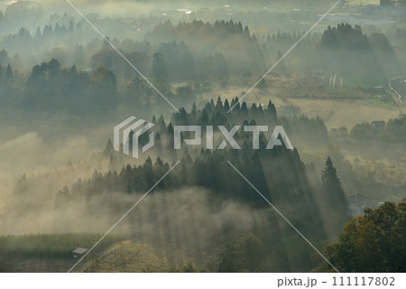 宝山公園展望台からの夜久野高原の雲海 宝山公園展望台からの夜久野高原の雲海 111117802