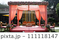 Twilight Ambiance at Luxurious Indian Wedding with Velvet Drapes and Chandeliers 111118147