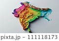 Artistic 3D Rendered Map of India with Multicolored Terrain Features 111118173