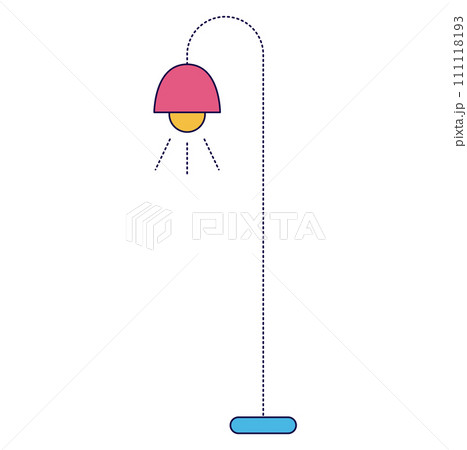 Colorful simple desk lamp with pink shade and blue base. Modern minimalist lighting vector illustration. 111118193