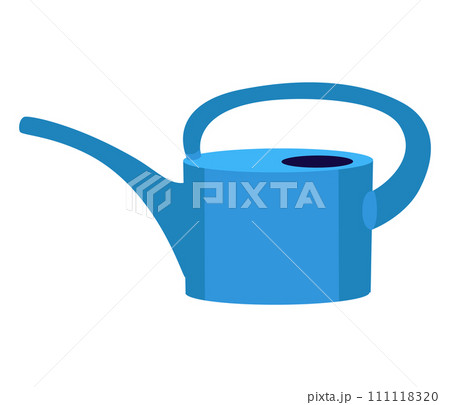 Blue watering can isolated on white background. Simple garden equipment for irrigation. Modern flat style gardening vector illustration. 111118320