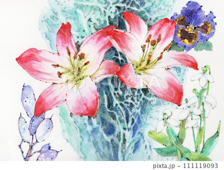 ゆり　水彩画 Watercolor painting course for beginners 79] How to draw