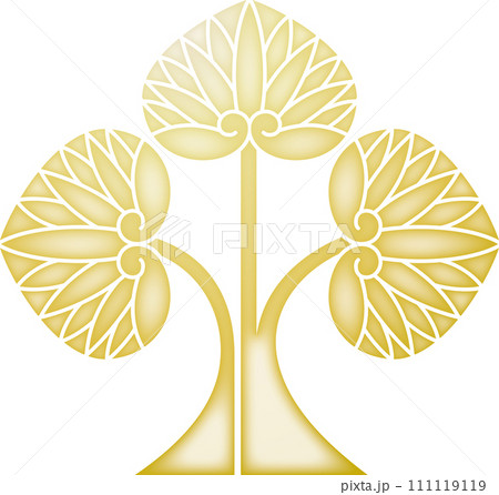 家紋　左離れ立ち葵【金色】 111119119