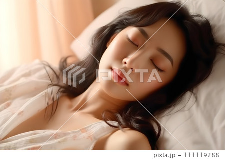ベッドに寝転ぶ女性8 AI生成画像 ベッドに寝転ぶ女性8 AI生成画像 111119288