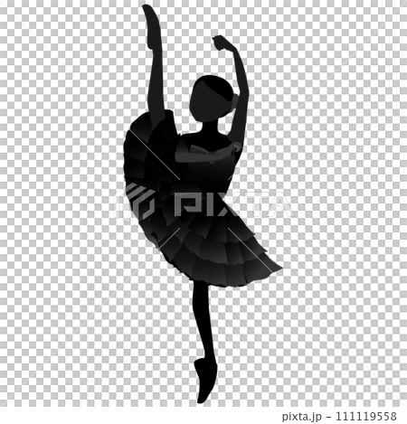 Illustration of a dancer's silhouette_Image of a ballerina dancing Kitri from the ballet "Don Quixote" Illustration of a dancer's silhouette_Image of a ballerina dancing Kitri from the ballet "Don Quixote" 111119558