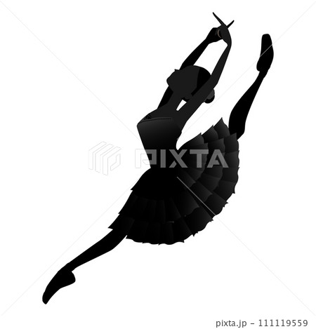 ダンサーのシルエットのイラスト_バレエ「ドン・キホーテ」キトリを踊るバレリーナのイメージ 111119559