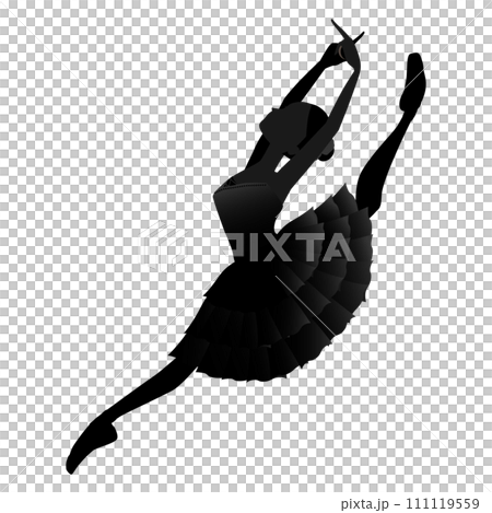 Illustration of a dancer's silhouette_Image of a ballerina dancing Kitri from the ballet "Don Quixote" Illustration of a dancer's silhouette_Image of a ballerina dancing Kitri from the ballet "Don Quixote" 111119559