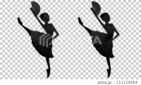 Illustration of a dancer's silhouette_Image of a ballerina dancing Kitri's friend from the ballet "Don Quixote" Illustration of a dancer's silhouette_Image of a ballerina dancing Kitri's friend from the ballet "Don Quixote" 111119564