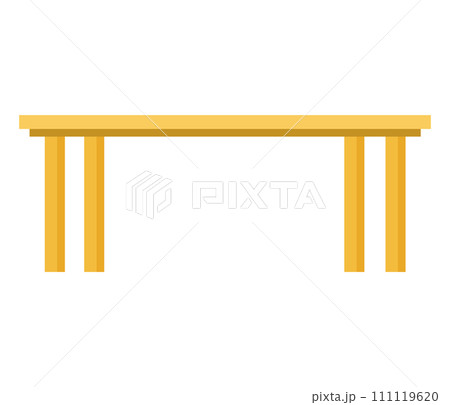 Yellow wooden table isolated on white background. Simple wooden furniture vector illustration. 111119620