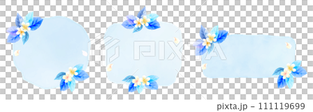 Watercolor leaves and flowers, frames vector illustration set, romantic and realistic botanical decoration illustration 111119699