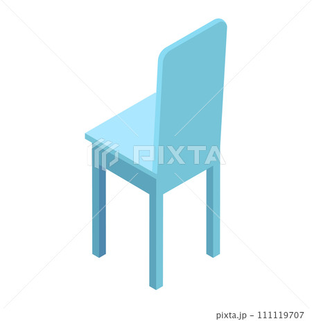 Isometric blue chair on a white background. Simple furniture design, modern chair object vector illustration. 111119707