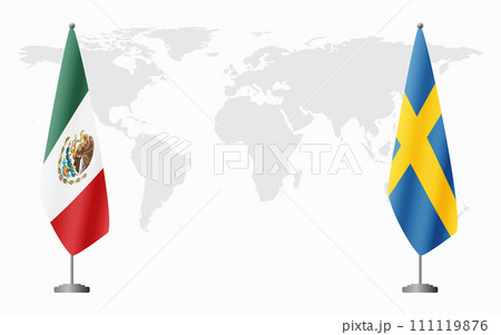 Mexico and Sweden flags for official meeting Mexico and Sweden flags for official meeting 111119876
