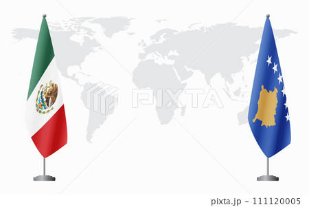 Mexico and Kosovo flags for official meeting 111120005
