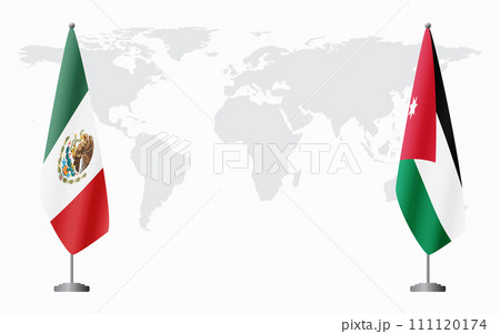 Mexico and Jordan flags for official meeting 111120174