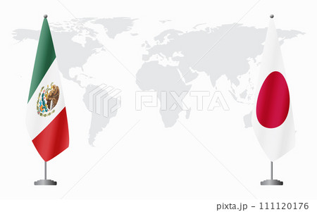 Mexico and Japan flags for official meeting 111120176