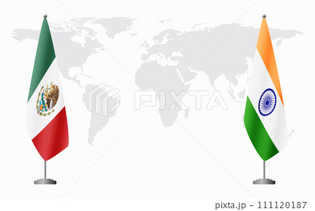 Mexico and India flags for official meeting Mexico and India flags for official meeting 111120187