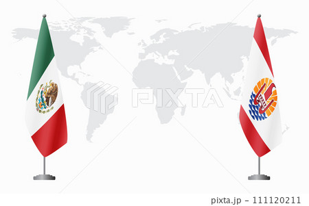 Mexico and French Polynesia flags for official meeting Mexico and French Polynesia flags for official meeting 111120211
