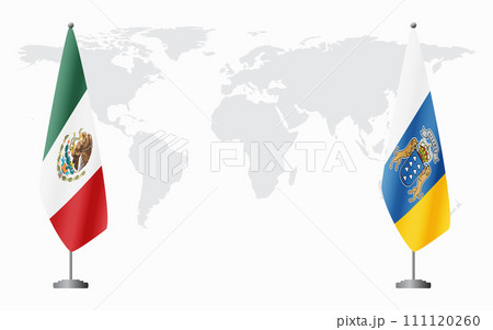 Mexico and Canary Islands flags for official meeting Mexico and Canary Islands flags for official meeting 111120260
