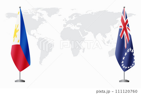 Philippines and Cook Islands flags for official meeting 111120760