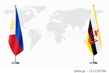 Philippines and Brunei flags for official meeting 111120796