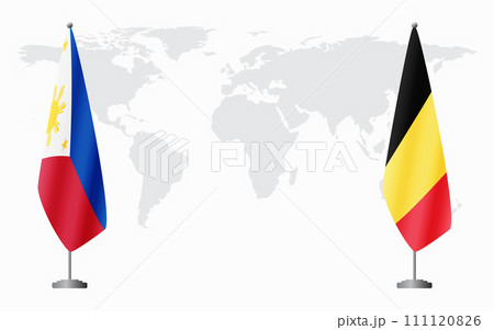 Philippines and Belgium flags for official meeting 111120826