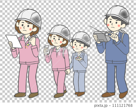 災害時に一緒に固まって避難する若い家族 111121768