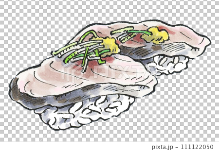 Sushi horse mackerel hand drawn illustration Sushi horse mackerel hand drawn illustration 111122050