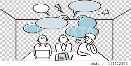 因周圍噪音而無法集中註意力的上班族形象插畫素材 111122368