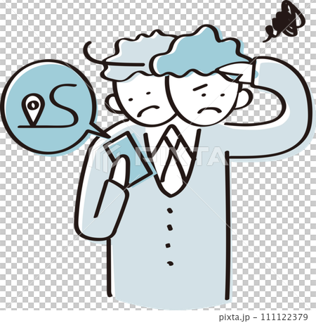 迷子になった男性会社員のイラスト素材 111122379
