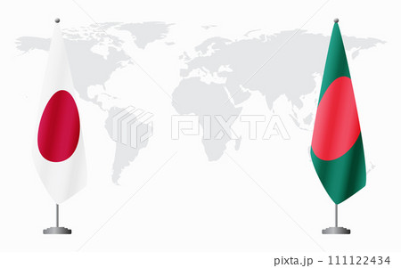 Japan and Bangladesh flags for official meeting 111122434