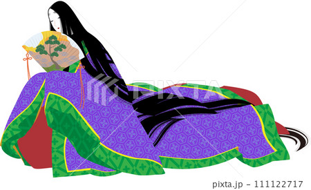 平安時代風の袿姿の女性のイメージイラスト 平安時代風の袿姿の女性のイメージイラスト 111122717
