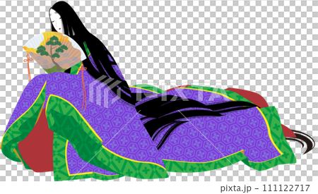 平安時代風の袿姿の女性のイメージイラスト 平安時代風の袿姿の女性のイメージイラスト 111122717