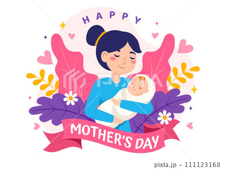 Happy Mother Day Vector Illustration of Affection for Baby and Kids from Mothers with Flower and Gift Concept in Flat Cartoon Background Design Happy Mother Day Vector Illustration of Affection for Baby and Kids from Mothers with Flower and Gift Concept in Flat Cartoon Background Design 111123168