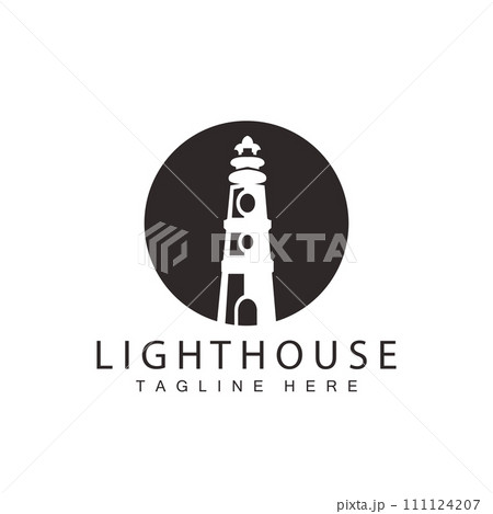 Lighthouse logo vector beacon tower ship signal simple beach port design template Lighthouse logo vector beacon tower ship signal simple beach port design template 111124207